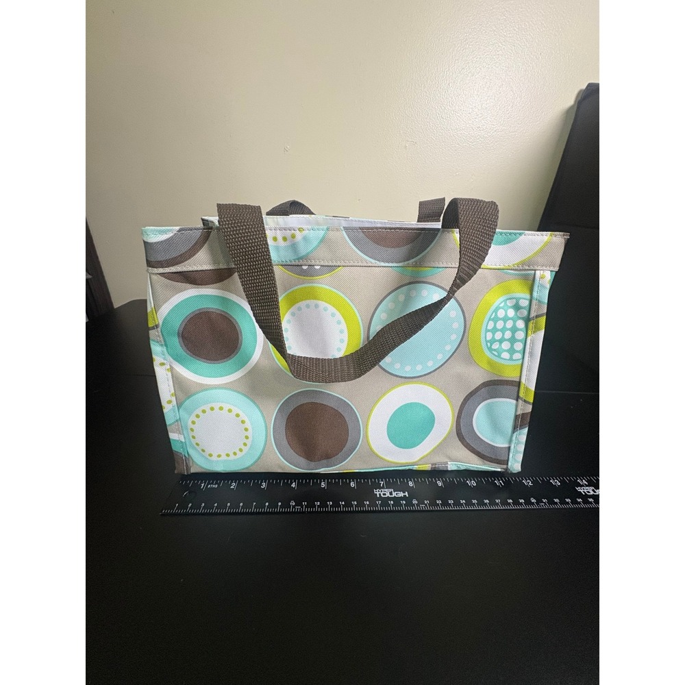 Thirty-One Littles Carry-All Caddy Bubble Bloom Mini Tote Bag Gray Teal Green